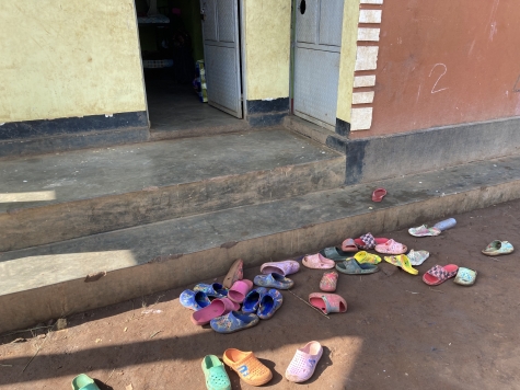 Outside a school dormitory